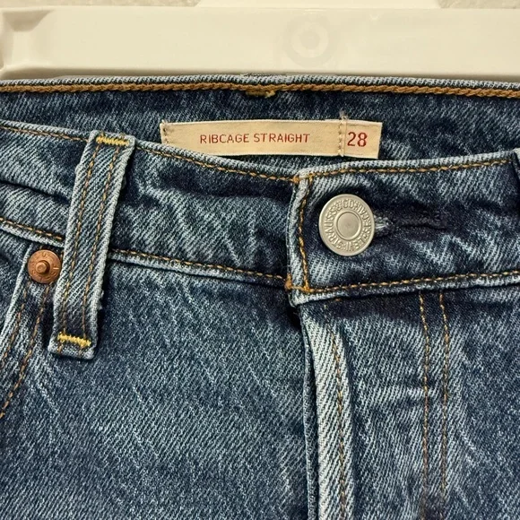 Levi’s Ribcage Straight Dark Wash Jeans Size 28 - Picture 7 of 11